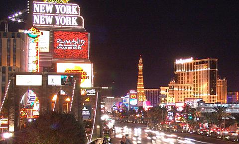 Nighttime photo of the Las Vegas Strip